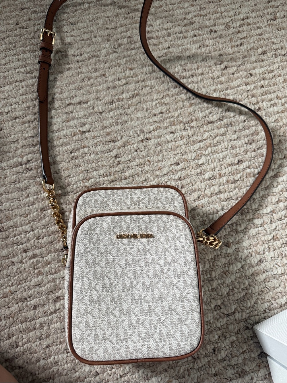 Michael Kors Cream & Brown Signature Crossbody